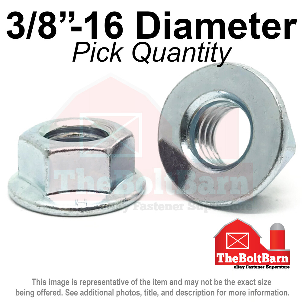 3/8″-16 Grade 5 Smooth Hex Flange Nuts Coarse Thread Zinc (Pick Qty)