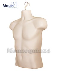 5 Pack Flesh Mannequin Male Torso Dress Forms + 5 Table Top Stands + 5 Hangers