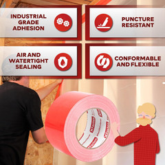 Construction Seaming Tape Red 3”X55Yds Sheathing Tape for Epoxy Resin