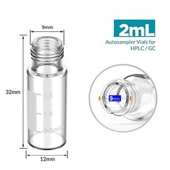 50000PCS 2ml Auto-Sampler Vials 9-425 Clear Glass Bottles Screw Top Writing Area