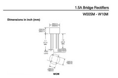 6 x) 1.5A Bridge Rectifier W10M TCI Phase 1000VDC 700Vrms 1000Vrrm 1.5A / 50A