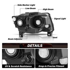 Headlights Assy 11-13 Jeep Grand Cherokee 11-17 Compass Chrome Amber Bulbs