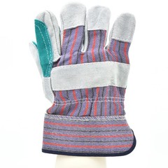 Work Gloves Premium Suede Double Palm & Index Finger 5 Pair Large 5215L-5 Grey