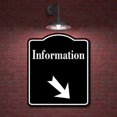 Information 45 Degree Down Right Arrow BLACK Aluminum Composite Sign