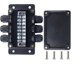 IP67 Waterproof Electrical Junction Box with 8P 15A Barrier Terminals Glands
