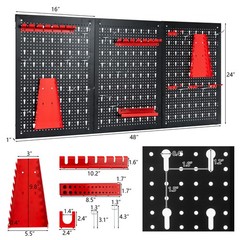 Pegboard Wall Organizer Kit 4 ft.Metal Toolboard W/ 25 Accessories & 3 Pegboards