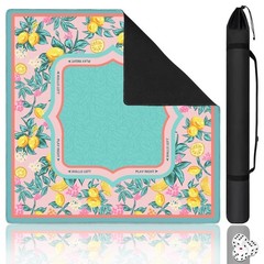 Blue Mahjong Mat for Table, 31.5 * 31.5in Anti Slip Lemon American Mahjong Ta…