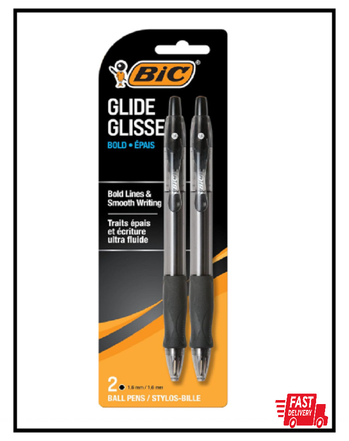 BIC Velocity Bold Retractable Ball Pen, Bold Point (1.6mm), Black, 2-Count