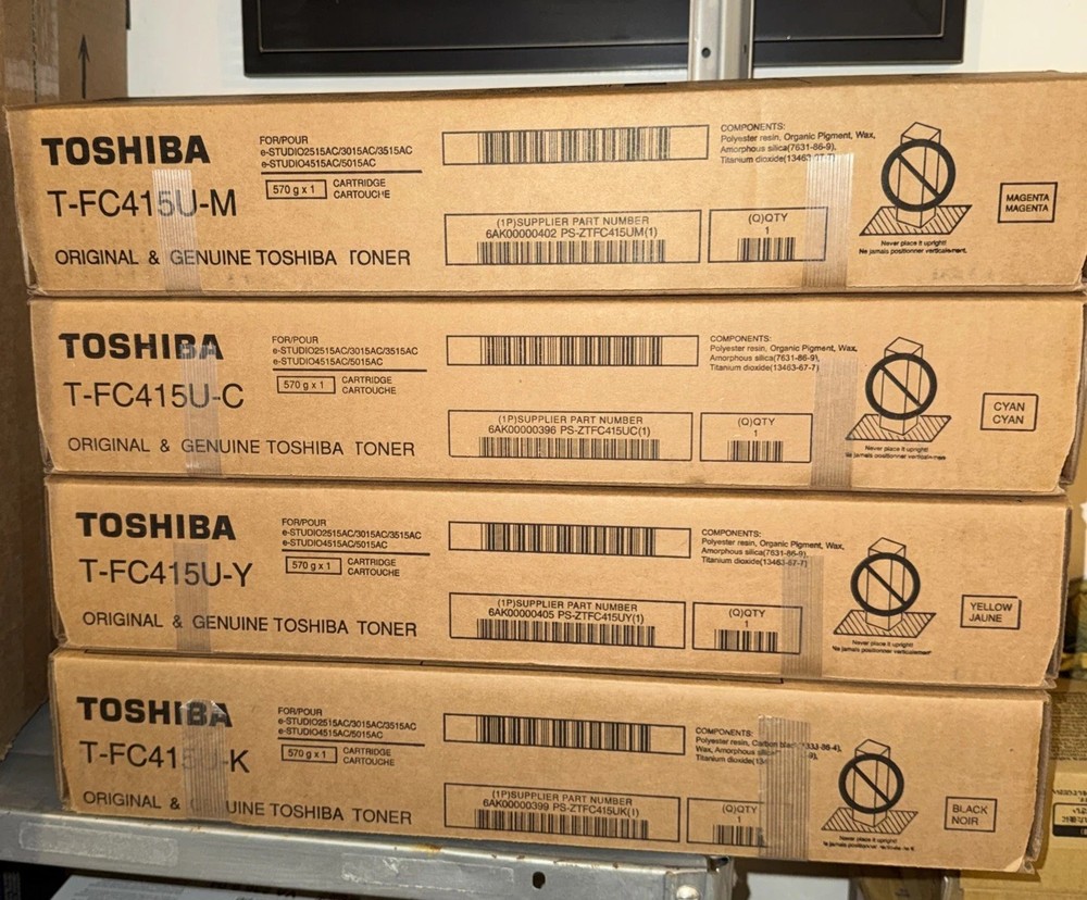 Toshiba T-FC415U set X4 M,C,Y,B Cartridges for eStudio 2515AC to 5015AC Genuine