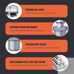 1/4″-28 Zerk Grease Fittings, SAE Grease Nipples with Straight, Grease Fittings