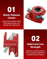 Atpeam 3/4 Wood Gluing Pipe Clamp Set 6 Pack Heavy Duty Cast Iron Quick Release