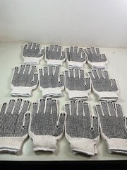 Dotted String Knit Gloves Both Sides Black PVC Dots (12 Pairs) Gloves L