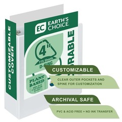 Samsill Plant-Based 4 Inch Durable D-Ring, View Binder, 4-Inch, White