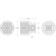 3/4 In. Drive X 2-1/8 In. 6-Point Impact Socket