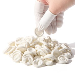 JMU Latex Finger Cots Fingertip Protective Finger Cots Powder Free, Medium