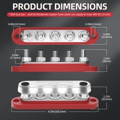 DaierTek Power Distribution Block with Cover Mini 5 x 5M6+0S, red or black