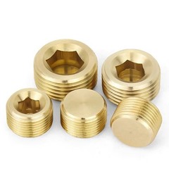 Brass Pipe Plug Male Thread Hexagon Internal Head Socket Fitting Brass Cap Bung