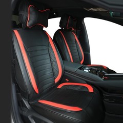 5PCS Car SUV Seat Covers Full Set Headrests Waterproof Leather Black Red