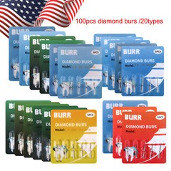 100 piezas 20tipos SANDENT fresas de diamante dentales medianas FG 1.6 MM