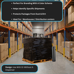 4 Rolls 18″x1000′ (100 Gauge) Bundling Stretch Film Hand Shrink Wrap, Dark Black