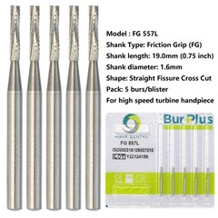 Wave Dental Burs FG 557 557L 558 Tungsten Carbide Burr High Speed Friction Grip