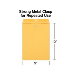 100 Pcs CLASP ENVELOPES 9×12 28lb Kraft Shipping Mailing Gummed Business Manila