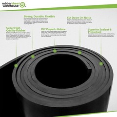 Neoprene Rubber Sheet Solid 1/16 Thick x 9″ Wide x 12″ Long 60A Duro, Black