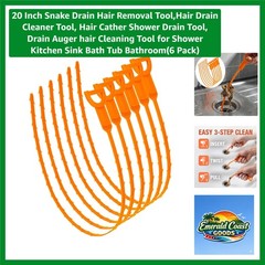 Durable 20-Inch Hair Clog Remover Tool – 6-Pack for Easy Drain Cleaning