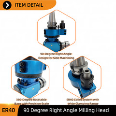 Single Angle Milling Head BT40-90 Degree-ER40 Side Head for CNC Machining Center