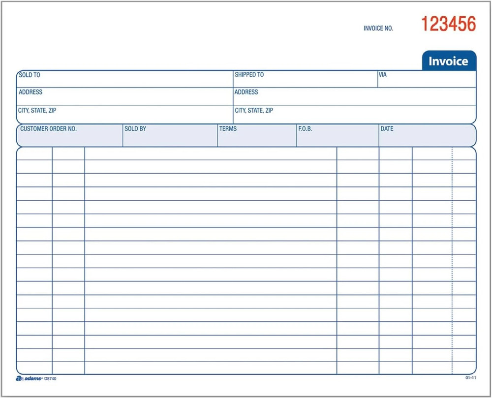 Adams Invoice Book, 2 Part, Carbonless, 50 Count (Pack of 1), White/Canary