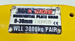 MAXIGRAB HORIZONTAL PLATE GRAB 0-30MM WLL 3000KG/PAIR NEW