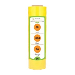 96 Rolls 18″x1500′ (80 Gauge) Cast Bundling Hand Stretch Wrap Film, Dark Yellow