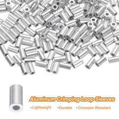 200Pcs Crimping Loop Sleeves for 1/32″ Wire Rope Round Wire Rope Sleeve