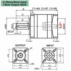 Nema23 Planetary Gearbox Speed Reducer Gear Head 5:1/20:1/50:1/100:1 14mm Shaft
