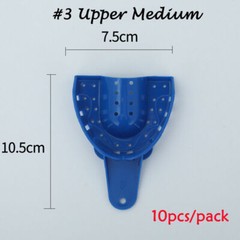 2/10Pcs Dental Plastic-Steel Impression Trays Blue Materials Upper+Lower L M S