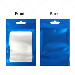 Multi-Size Matte Blue Mylar Flat Zip Lock Bag For Storage w/ Window&Hang Hole B5