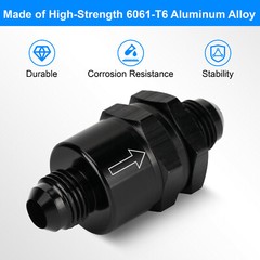 Black Aluminium -6 AN to AN6 Flare Inline Check Valve -Black