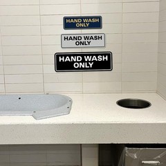Standard Hand Wash Only Wall Door Sign Kitchen Sink Brushed Gold Small 1 PCS