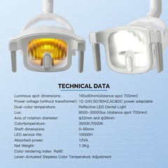 Dental LED Lamp Oral Light Dual-color Lamp for Dental Chair Infrared Sensor