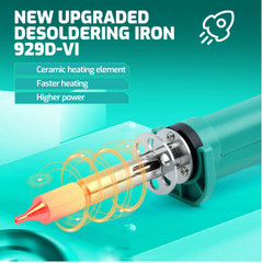 YIHUA 929D-VI 180W Electric Desoldering Iron Solder Sucker Pen 110V/220V Tool