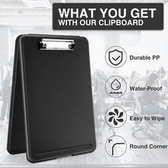 Clipboard with Storage, Plastic Storage Clipboards with Low Profile Clip,