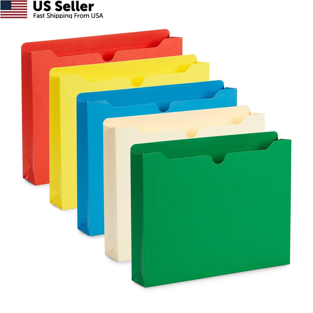 Blue Summit Supplies 2 Inch File Jackets, Expandable Letter, Assorted Colors