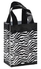 Plastic Bags Zebra Print 100 Retail Gift Frosty Merchandise 5″ x 7″ x 3″ Frosted