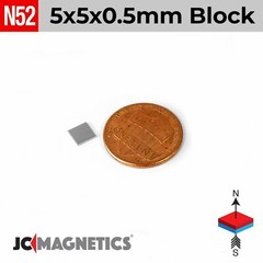 Magnet Block 5mm x 5mm x 0.5mm N52 Super Strong Rare Earth Neodymium 5x5x0.5mm