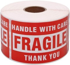 500 Per Roll 2×3 FRAGILE HANDLE WITH CARE Stickers, Easy Peel and Apply
