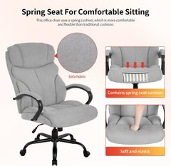 Big and Tall 500lbs Wide Seat Desk Chair with Lumbar Support Arms , Grey