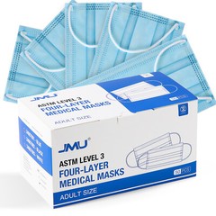 JMU Disposable Medical Face Masks, 4-Ply ASTM Level 3 Ear-Loop Face Masks 50pcs