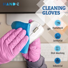 Pink Nitrile Disposable Gloves for Estheticians, Nail Techs, Hair Dye & Cleaning