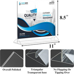 Horizontal Acrylic Sign Holder 8.5 X 11 – Double Sided T Shape Menu Table Stand