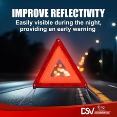 DSV Standard Emergency Triangles, Warning Triangles for Vehicles, Reflective Tri